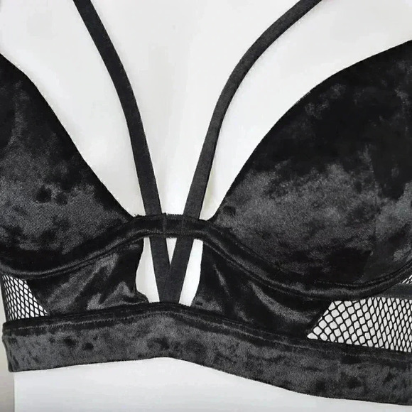 La Senza Velvet Strappy  Bralette Bra Mesh Black Size Small - Picture 6 of 12